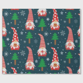 Kute kerstknoma's met bomen en sneeuwvlokken cadeaupapier (Vlak)