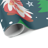 Kute kerstknoma's met bomen en sneeuwvlokken cadeaupapier (Rol Hoek)