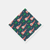 Kute kerstknoma's met bomen en sneeuwvlokken servet (Hoek)