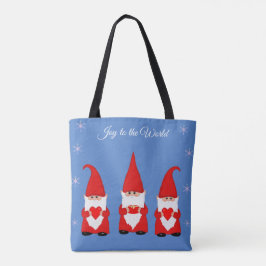 Kute kerstknoma's op blauw tote bag