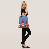 Kute kerstknoma's op blauw tote bag (Op model)
