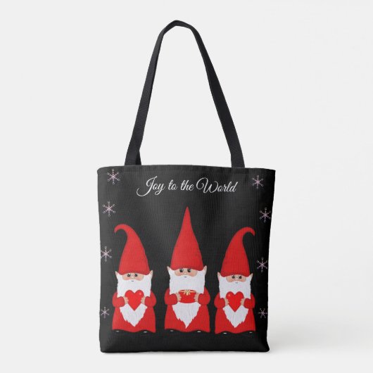 Kute kerstknoma's op zwart tote bag (Achterkant)