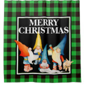Kute kerstknomes blauw en zwarte buffelplaat douchegordijn (Voorkant)