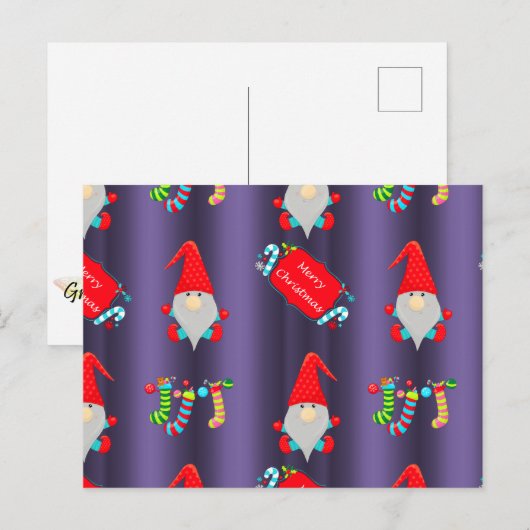 Kute kerstknomes Blue Briefkaart (Voorkant / Achterkant)