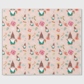 Kute kerstknomes cadeaupapier (Vlak)