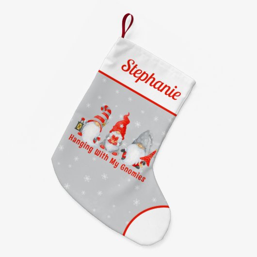 Kute kerstknomes gepersonaliseerd kleine kerstsok (Voorkant (Hangend))