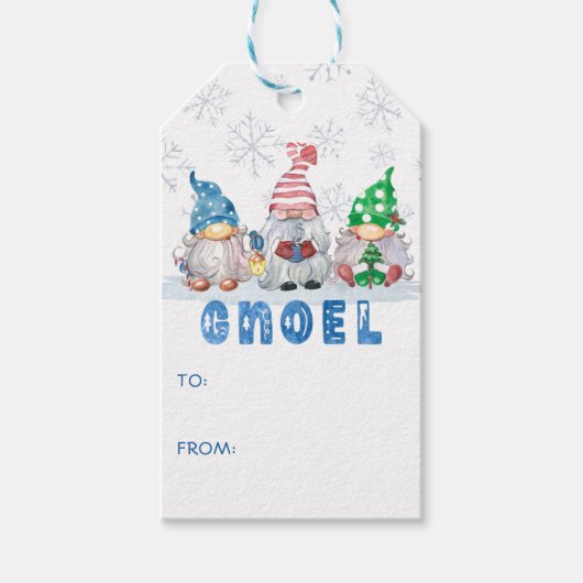 Kute kerstknomes GNOEL Snowflakes vanaf Cadeaulabel (Voorkant)