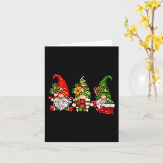 Kute kerstknomes kaart (Gele Bloem)