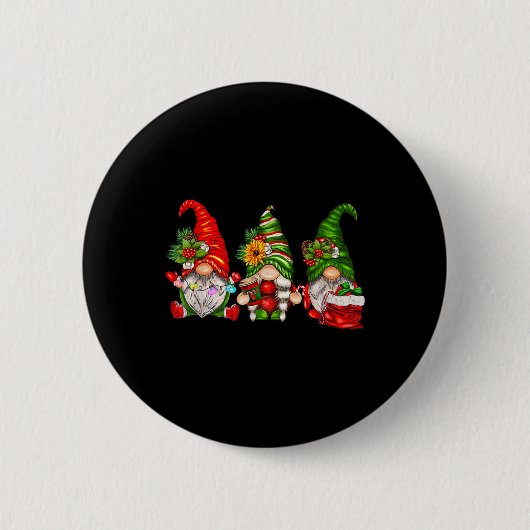 Kute kerstknomes ronde button 5,7 cm (Voorkant)