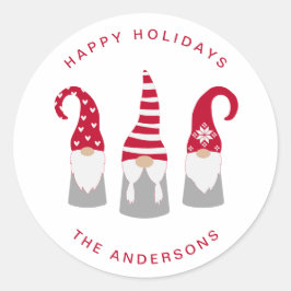 Kute kerstknomes ronde sticker