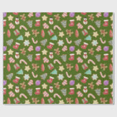 Kute kerstkoekjes cadeaupapier (Vlak)