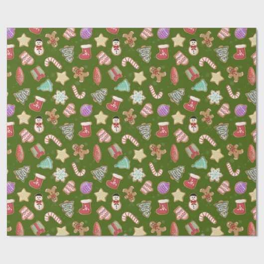 Kute kerstkoekjes cadeaupapier (Vlak)