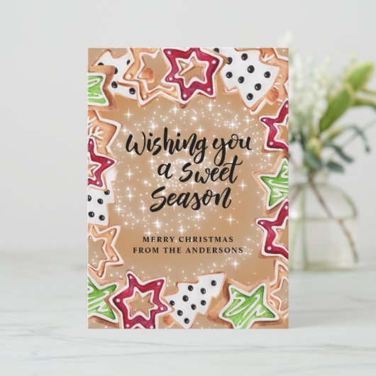 Kute kerstkoekjes feestdagenkaart (Staand voorkant)