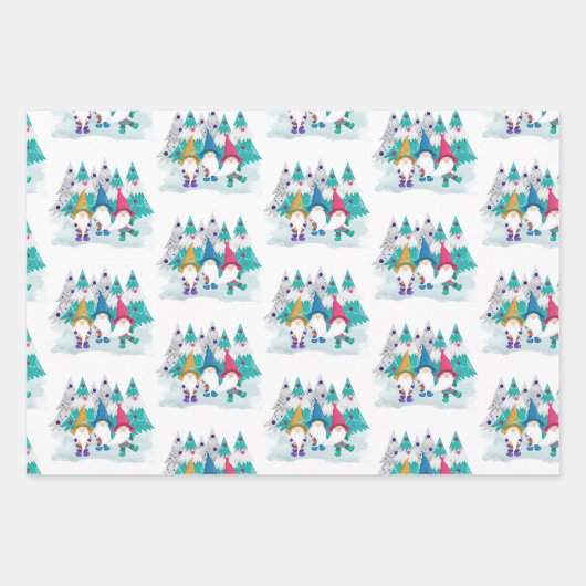 Kute kerstkoepel set van 3 inpakpapier vel (Voorkant 3)