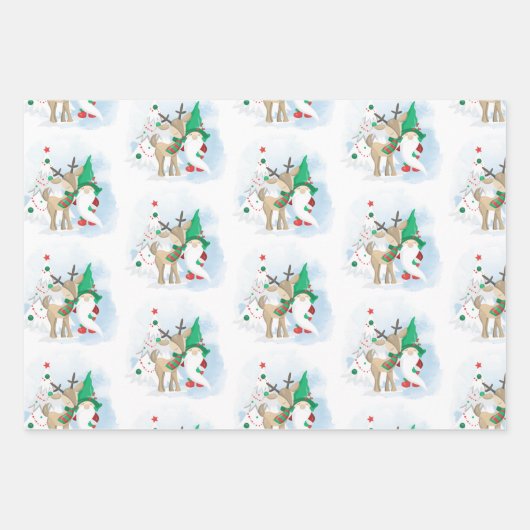 Kute kerstkoepel set van 3 inpakpapier vel (Voorkant)