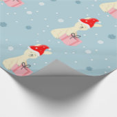 Kute kerstkonny op blauw cadeaupapier (Hoek)