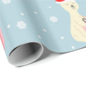 Kute kerstkonny op blauw cadeaupapier (Rol Hoek)