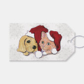 Kute kerstlabrador Puppy and Oranje Tabby Cadeaulabel (Voorkant (Horizontaal))