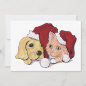 Kute kerstlabrador Puppy and Oranje Tabby Feestdagenkaart (Voorkant)