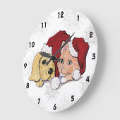 Kute kerstlabrador Puppy and Oranje Tabby Grote Klok (Hoek)