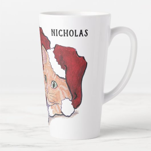 Kute kerstlabrador Puppy and Oranje Tabby Latte Mok (Rechts)