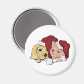 Kute kerstlabrador Puppy and Oranje Tabby Magneet (Voorkant / Achterkant)