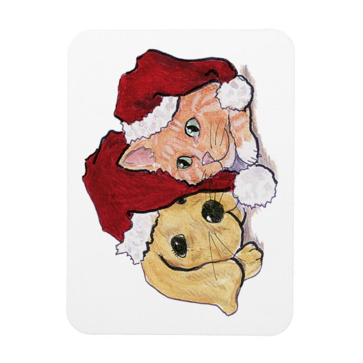 Kute kerstlabrador Puppy and Oranje Tabby Magneet (Verticaal)