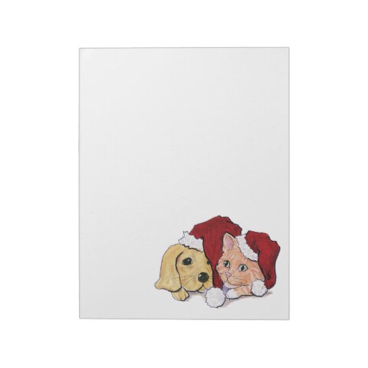 Kute kerstlabrador Puppy and Oranje Tabby Notitieblok (Linkerzijde)