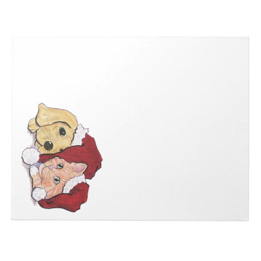 Kute kerstlabrador Puppy and Oranje Tabby Notitieblok (Voorkant)
