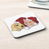 Kute kerstlabrador Puppy and Oranje Tabby Onderzetter (Linkerzijde)