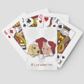 Kute kerstlabrador Puppy and Oranje Tabby Pokerkaarten (Achterkant)