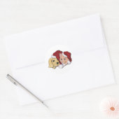Kute kerstlabrador Puppy and Oranje Tabby Ronde Sticker (Envelop)
