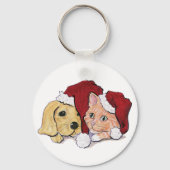 Kute kerstlabrador Puppy and Oranje Tabby Sleutelhanger (Achterkant)