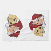 Kute kerstlabrador Puppy and Oranje Tabby Theedoek (Horizontaal)