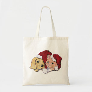 Kute kerstlabrador Puppy and Oranje Tabby Tote Bag