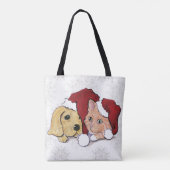 Kute kerstlabrador Puppy and Oranje Tabby Tote Bag (Achterkant)