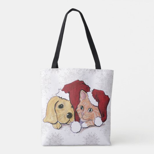 Kute kerstlabrador Puppy and Oranje Tabby Tote Bag (Achterkant)