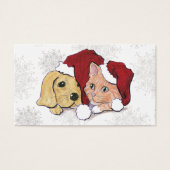 Kute kerstlabrador Puppy and Oranje Tabby Visitekaartje (Voorkant)