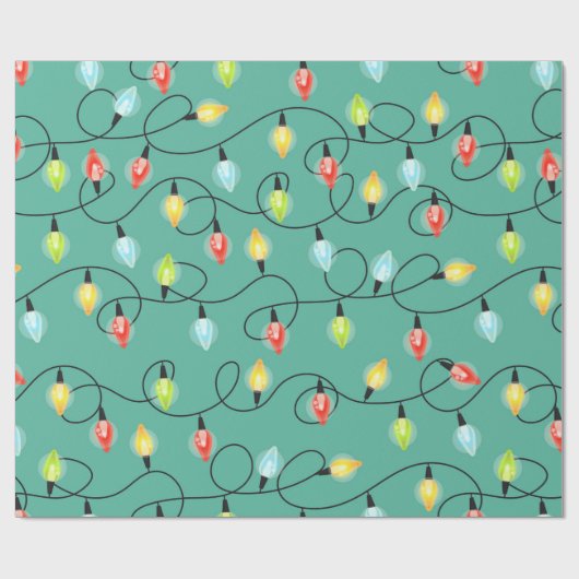 Kute kerstlamppatroon cadeaupapier (Vlak)