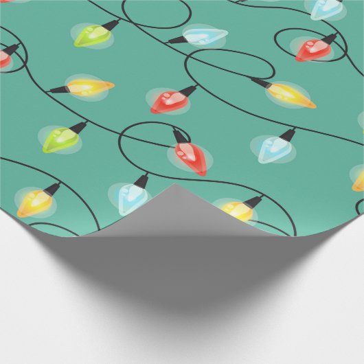 Kute kerstlamppatroon cadeaupapier (Hoek)
