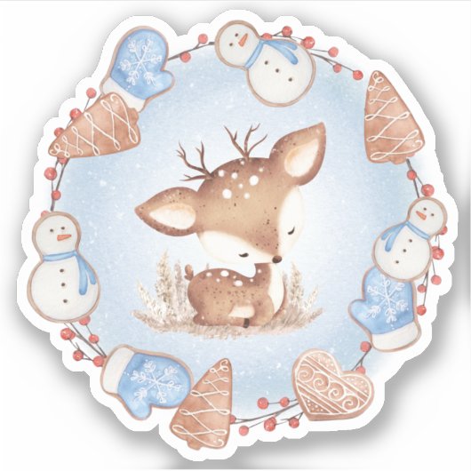 Kute kerstman Deer Vinyl Sticker (Voorkant)
