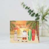 Kute kerstman en surfplanken voor kerstmis feestdagenkaart (Staand voorkant)