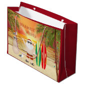 Kute kerstman en surfplanken voor kerstmis groot cadeauzakje (Voorkant Gekanteld)