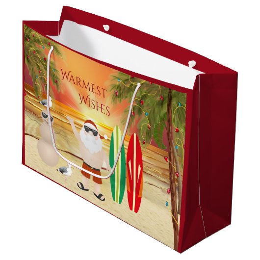 Kute kerstman en surfplanken voor kerstmis groot cadeauzakje (Voorkant Gekanteld)