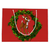 Kute kerstman en Wreath Large Cadeautasje (Achterkant)