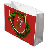 Kute kerstman en Wreath Large Cadeautasje (Achterkant Gekanteld)