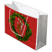 Kute kerstman en Wreath Large Cadeautasje (Voorkant Gekanteld)