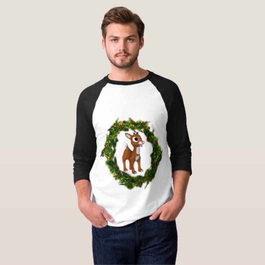 Kute kerstman en Wreath T-shirt (Voorkant volledig)