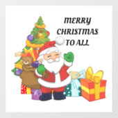 Kute kerstman met cadeauvenster koeling raamsticker (Vel)