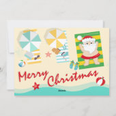 Kute kerstman op de beach-kerstflat feestdagenkaart (Achterkant)